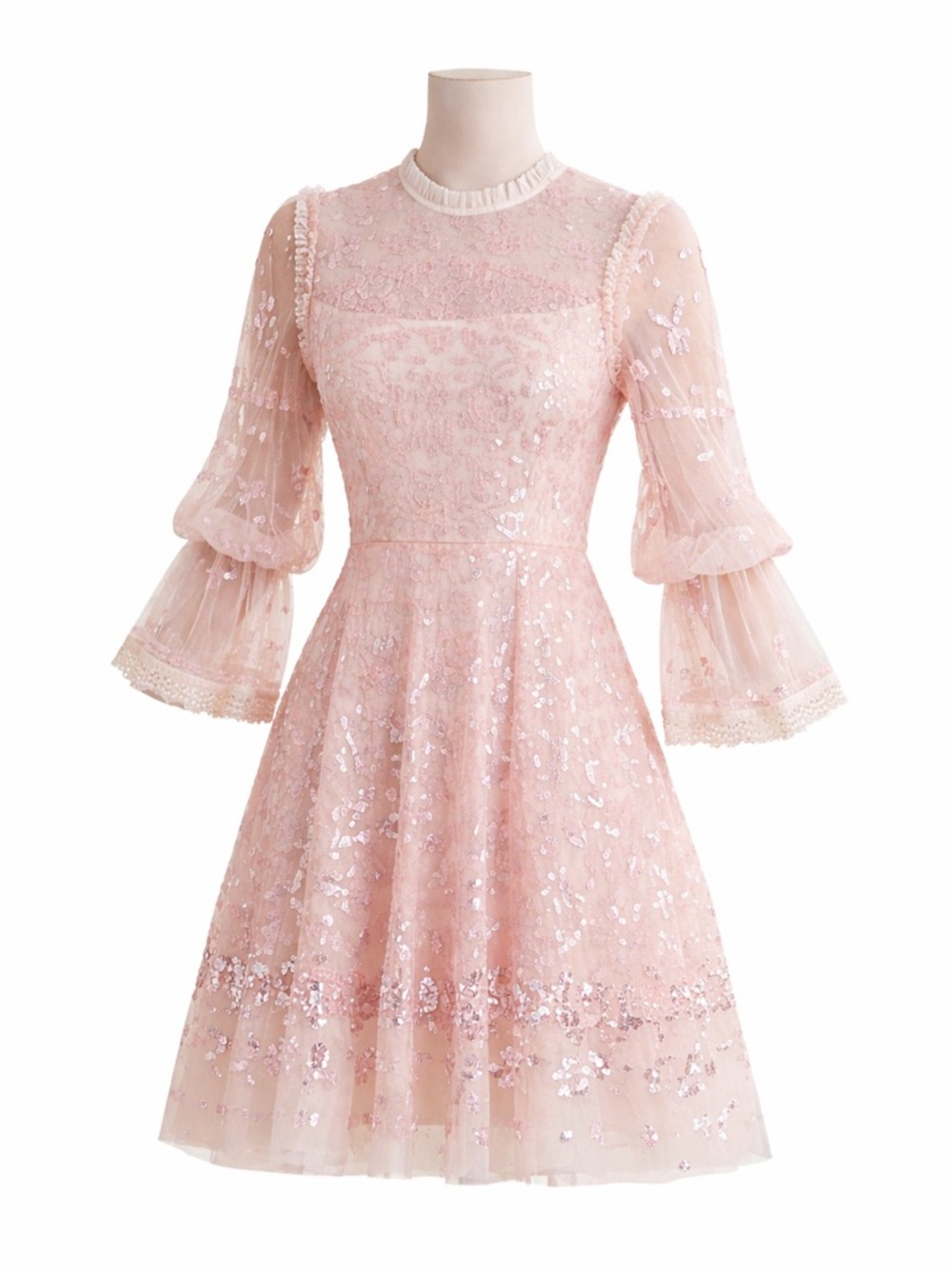Needle & Thread Blush Pink Sequin Mini Dress Size 2 Romantic - Picture 2 of 13